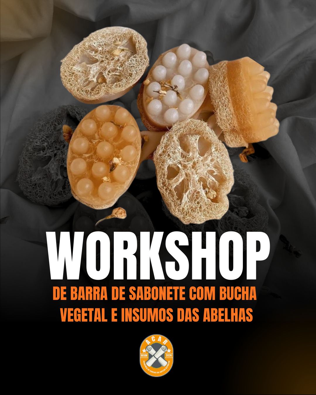 4º Workshop: Aula De Barra de Sabonete com Bucha Vegetal e Insumos das Abelhas